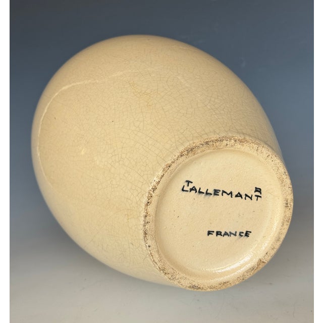 Early 20th Century Early 20th Century Tall Robert Lallement French Art Deco Glazed Ceramic Vase For Sale - Image 5 of 7