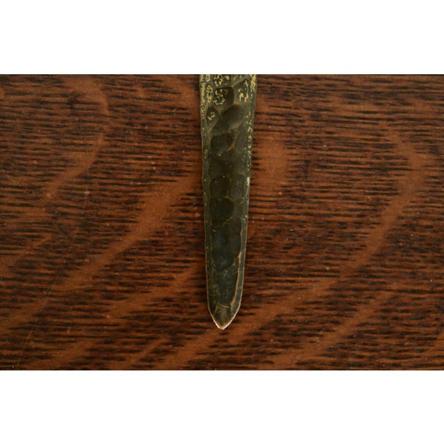 Roycroft Arts & Crafts Hammered Brass Over Copper Letter Opener For Sale - Image 9 of 13