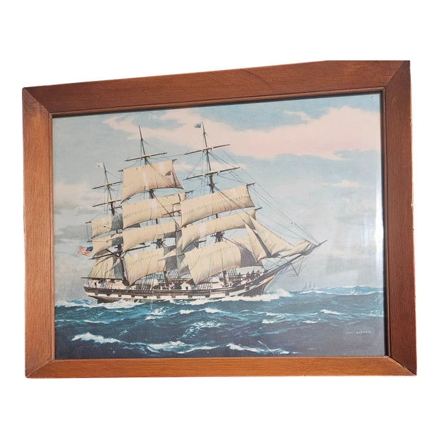 Vintage Lithograph Print Titled "Star of Peace of Boston," by the Renowned Marine Artist Charles Rosner (1894–1975) For Sale