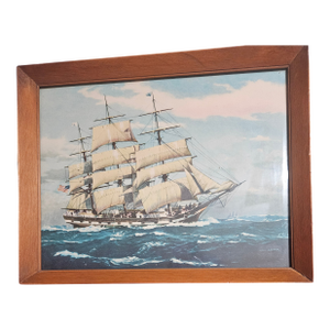 Vintage Lithograph Print Titled "Star of Peace of Boston," by the Renowned Marine Artist Charles Rosner (1894–1975)