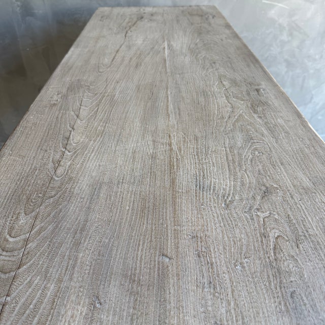 Vintage Painted Elm Wood Console Table With Drawers For Sale - Image 9 of 13