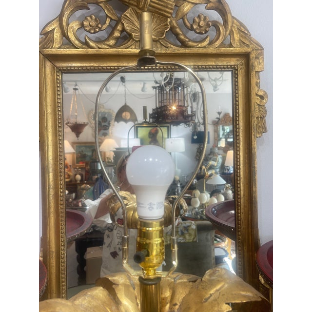 Palm Frond Lamp Gilt-Metal Attributed to Maison Jansen For Sale - Image 10 of 13