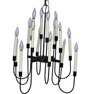Mid-Century 16 Light Wrought Iron Chandelier For Sale