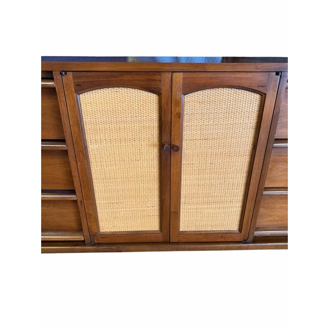 Wood Vintage Mid Century Modern 1960s Lane Rhythm Walnut Dresser For Sale - Image 7 of 12