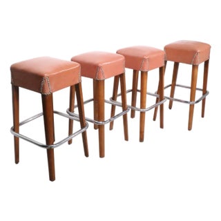 Mid 20th Century Set of Four Mid Century Art Deco Bar Stools For Sale