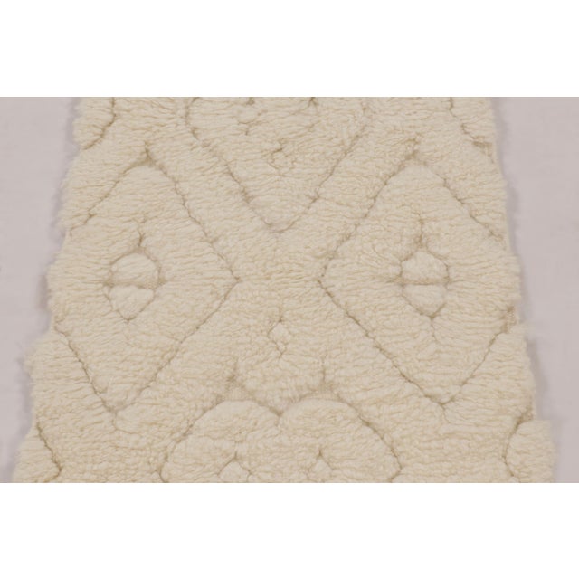 Rug & Kilim Rug & Kilim’s Moroccan-Inspired Shag Rug in White With Geometric Pattern For Sale - Image 4 of 9