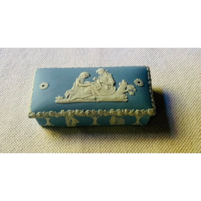 Blue Antique 1920s Wedgwood Jasperware Fireplace Match Box For Sale - Image 8 of 18