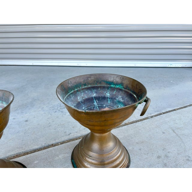 Pair of Vintage Brass Vases For Sale In Los Angeles - Image 6 of 10