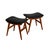 Wood Teak Stool with Black Leather, 1960s, Set of 2 For Sale - Image 7 of 7