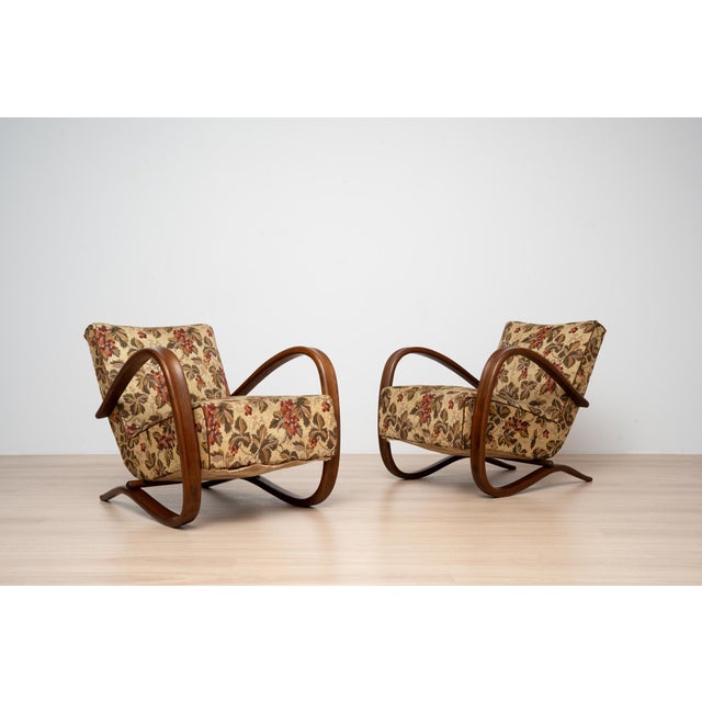 Art Deco H269 Lounge Chairs by Jindřich Halabala, Czechoslovakia, 1930s For Sale - Image 3 of 17