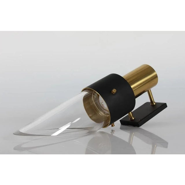 Black Mid-Century Brass and Glass Saga Wall Sconce by Kay Kørbing for Lyfa, 1970s For Sale - Image 8 of 8