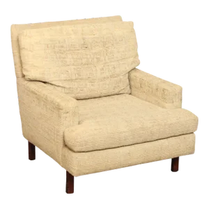 Mid Century Modern Upholstered Club Lounge Chair On Walnut Legs