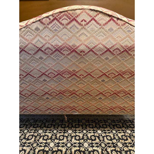 1980s Key City Flame Stitch Camelback Sofa / Long Settee For Sale - Image 12 of 13