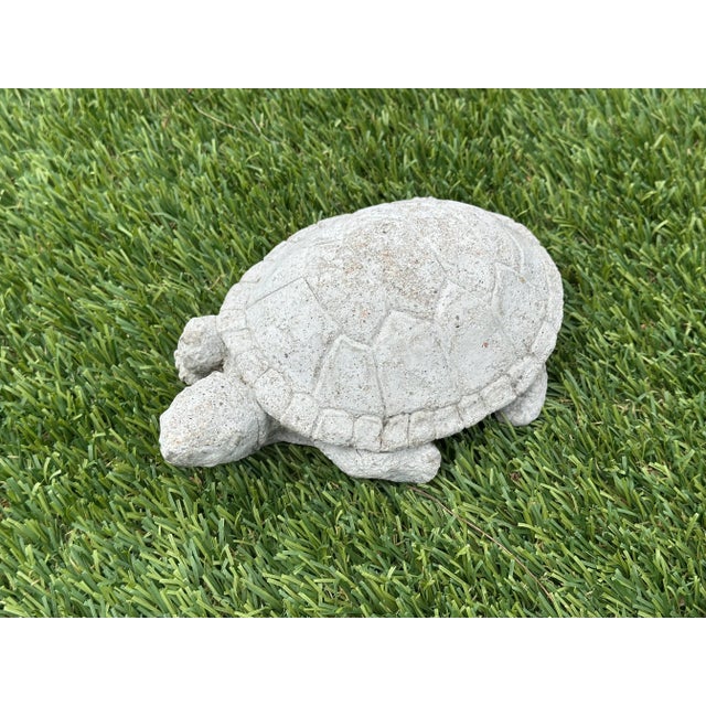 Vintage cast concrete turtle sculpture with wonderful texture and natural weathering. Its realistic form and solid...