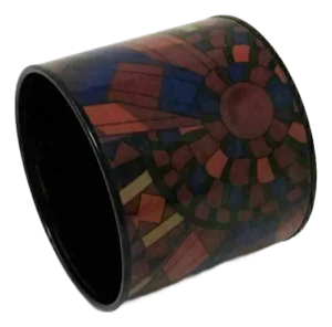 Mid 20th Century Hermes Rubans de Cheval Abstract Mosaic PVD Wide Enamel Bangle Bracelet