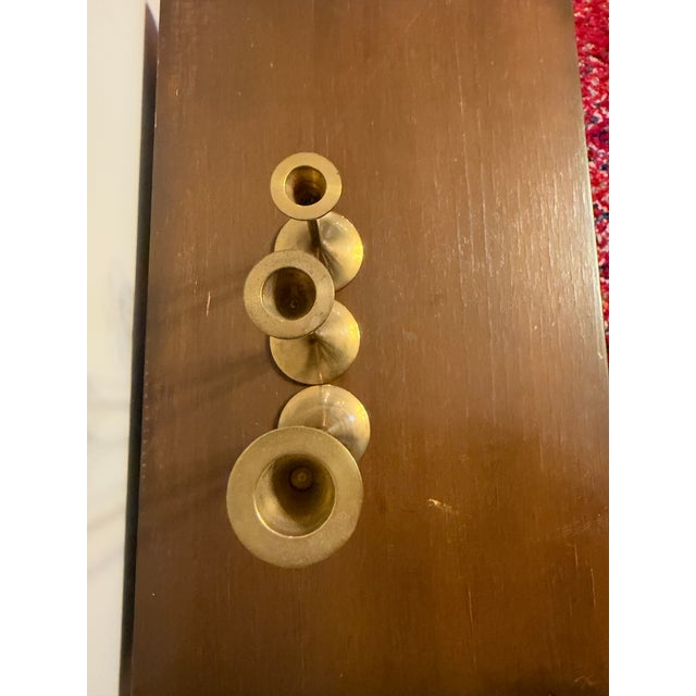 Mid-Century Modern Brass Trumpet Candlesticks - Set of 3 For Sale - Image 4 of 5