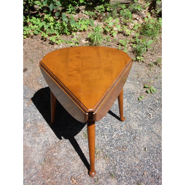 Vintage Pair Maple Ethan Allen Triangle Clover Double Drop Leaf End