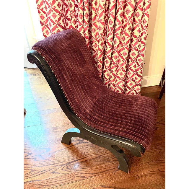 This beautiful victorian nursing chair has ebonized wood frame with carving along the side in the Eastlake style. It has...