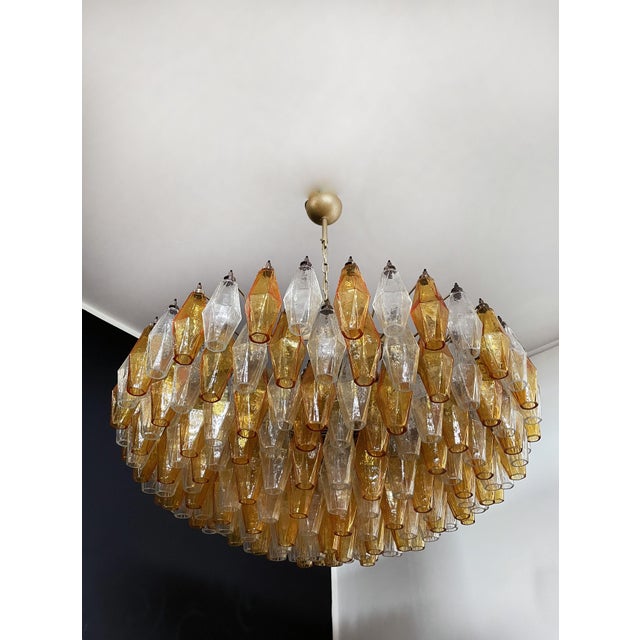 Amber & Clear Poliedri Murano Glass Ceiling Light, 1990s For Sale - Image 6 of 18