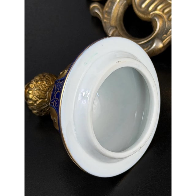 Cobalt Blue Porcelain Vase with Gilt Figural Reserve in the style of Sèvres, Befos For Sale - Image 17 of 18