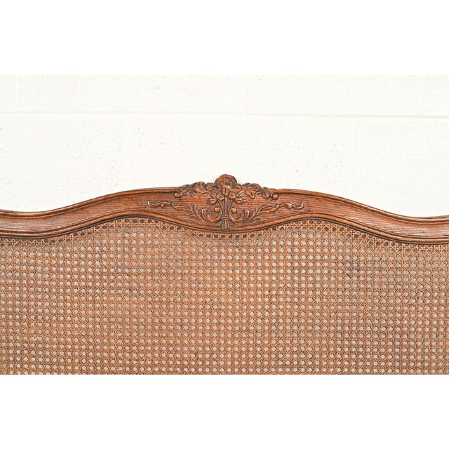 Henredon French Provincial Louis XV Carved Oak and Cane King Size Headboard, Circa 1960s For Sale In South Bend - Image 6 of 13