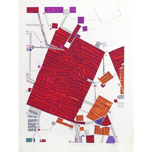 Mid-Century Modern Risaburo Kimura, City 88, Silkscreen For Sale - Image 3 of 3
