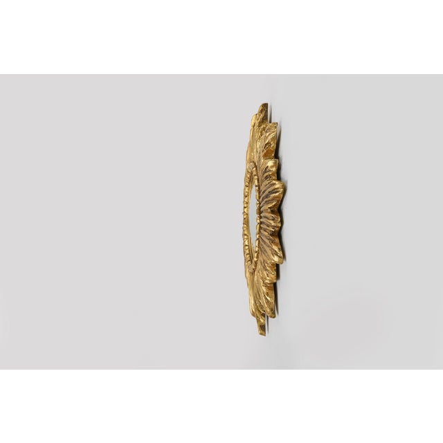 Gold Gold Sunburst Mirror in Resin with Convex Mirror, France, 1960s For Sale - Image 8 of 11