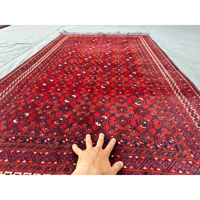 Textile High Quality Afghan Beshir Kunduz All-Over Lattice Rug - 6'2" X 3'8" For Sale - Image 7 of 12