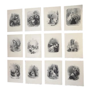 Antique 19th Century Victorian Genre Engravings Featuring Beautiful Women - Set of 12 For Sale