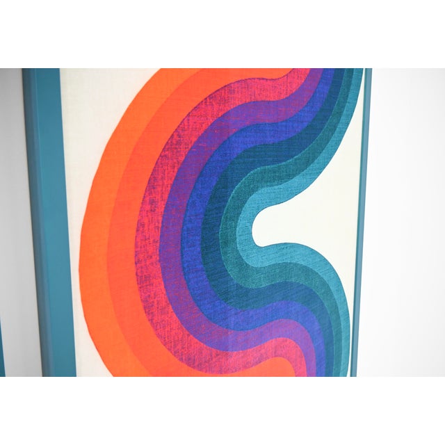 Verner Panton Style Paintings, Set of 2, 1970s, Fabric & Wood For Sale - Image 6 of 7