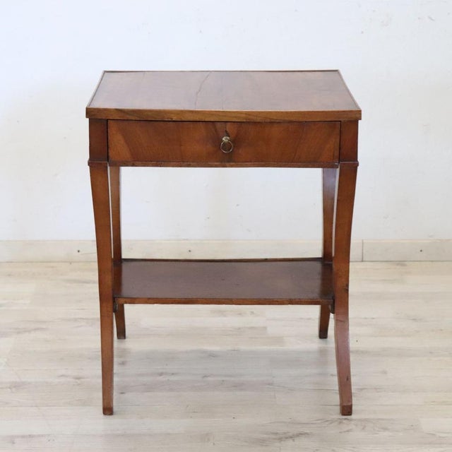 Antique Walnut Side Table with One Drawer, 1800s For Sale - Image 4 of 11
