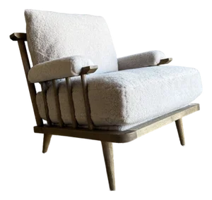 Frances White Oak Chair Upholstered in 100% Genuine Sheepskin