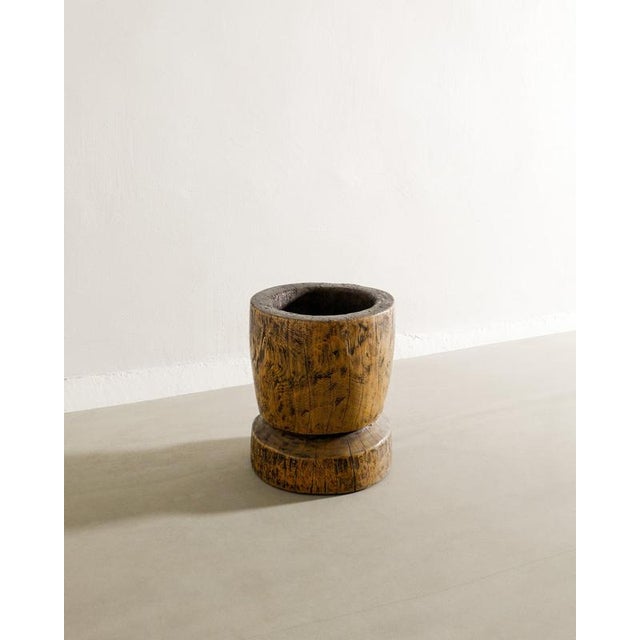Decorative Wooden Planter Mortar, Africa, Early 1900s For Sale - Image 5 of 5