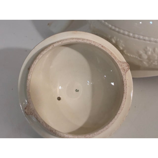 Cream Vintage Wedgwood Wellesley Embossed Creamware English Teapot For Sale - Image 8 of 10