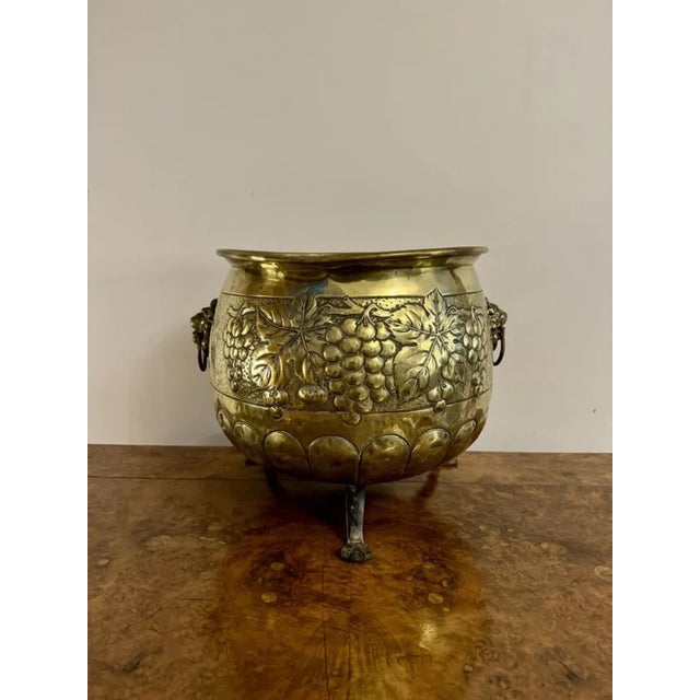 Metal Antique Victorian Brass Jardiniere, 1860 For Sale - Image 7 of 7