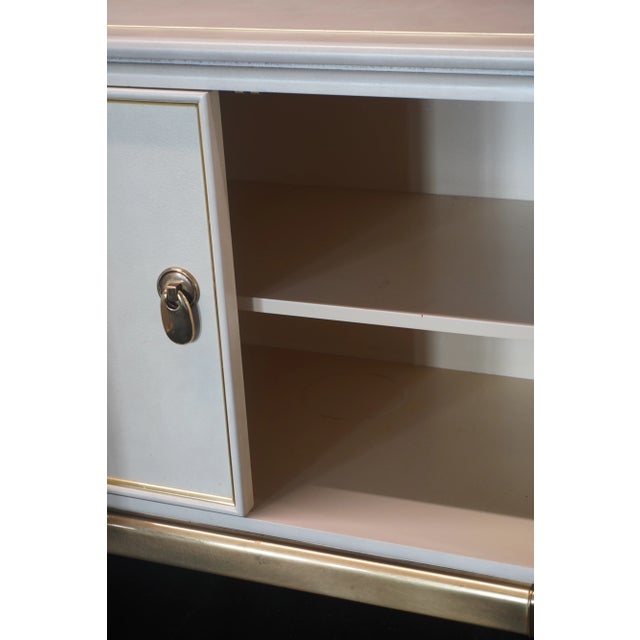 Faux Leather and Brass Buffet Attributed to Mastercraft Circa 1980 For Sale In Chicago - Image 6 of 11