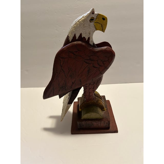 Folk Art American Eagle Wood Folk Art Statue For Sale - Image 3 of 12