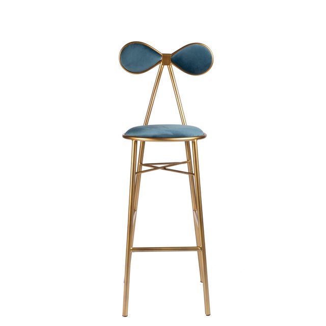 2010s Modern Gold Bow Bar Chair For Sale - Image 5 of 5