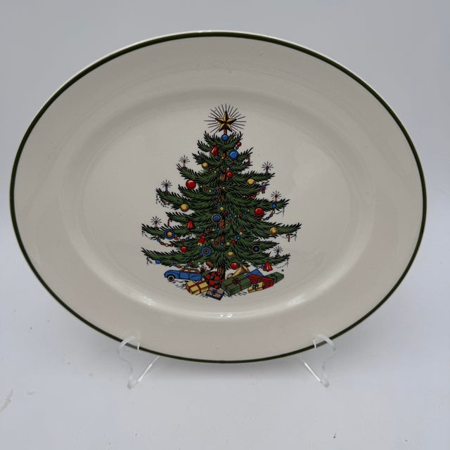 Vintage Christmas Tree by Cuthbertson Dinner Plates and Platter - 6 pcs For Sale - Image 10 of 12