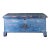 Rustic Blue Painted Cedar Blanket Chest Trunk With Empire C Curved Feet For Sale