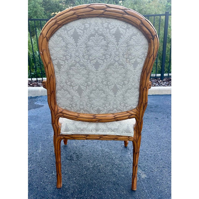 French Late 20th Century Vintage Hickory French Louis XVI Faux Bois Chair For Sale - Image 3 of 11