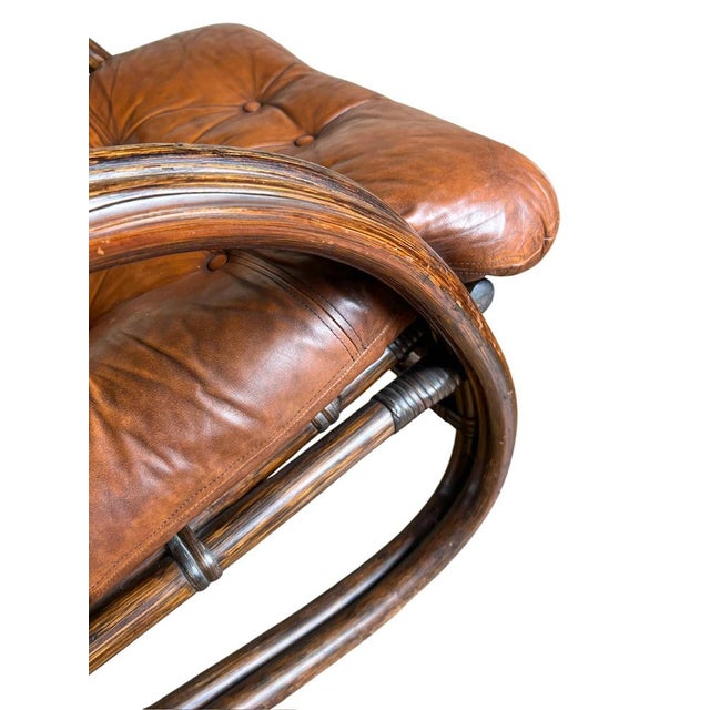 Vintage Bamboo and Leather Chair, 1970s For Sale - Image 15 of 17