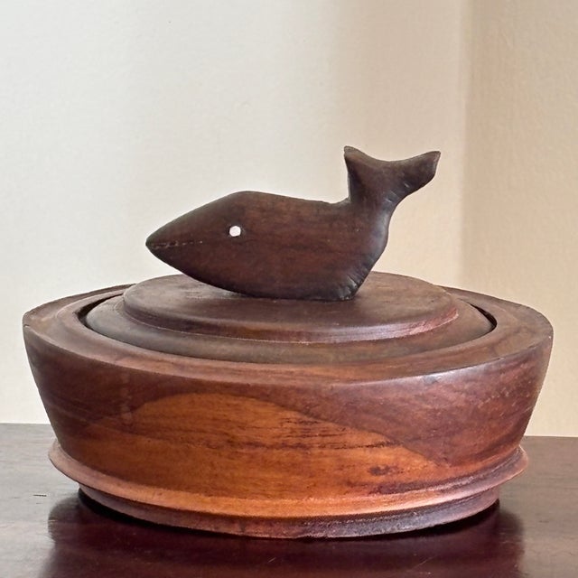 Primitive Turned Wood Trinket Box W/ Nautical Motif For Sale - Image 12 of 18