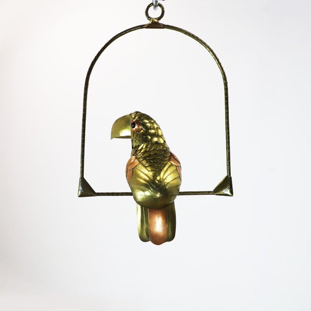 We offer this petite toucan sculpture by Mexican artist Sergio Bustamante, circa 1960 made in brass and copper. Great...