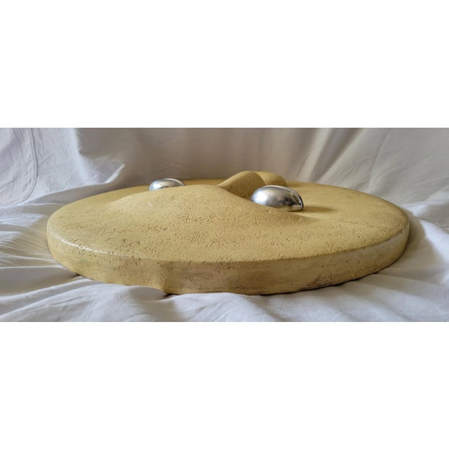Vintage Large Modernist Plaster "Moon" Face Decor For Sale - Image 4 of 8