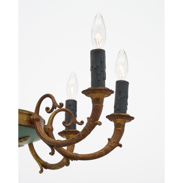 1920s French Empire, Bronze Chandelier, Circa 1920 For Sale - Image 5 of 9