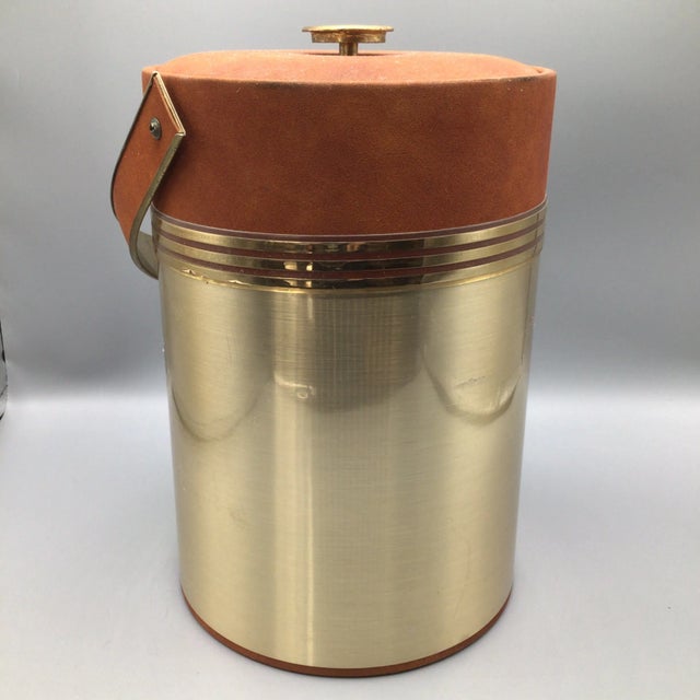 Georges Briard Georges Briard Ice Bucket Egyptian Motif Insulated Brown Swede For Sale - Image 4 of 13