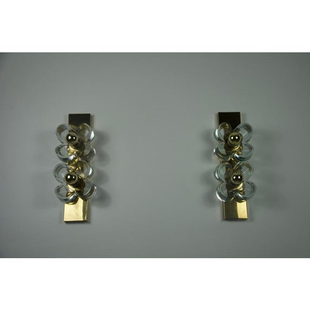 Mid-Century Brass and Glass Wall Lamps attributed to Sische, Germany, 1960s, Set of 2 For Sale - Image 6 of 11