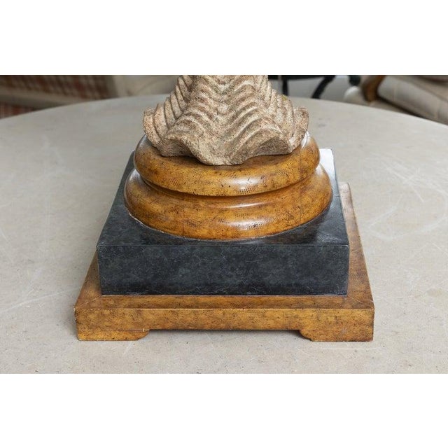 Pair of Monumental Carved Stone Sea Horse Urn Lamps For Sale In West Palm - Image 6 of 8