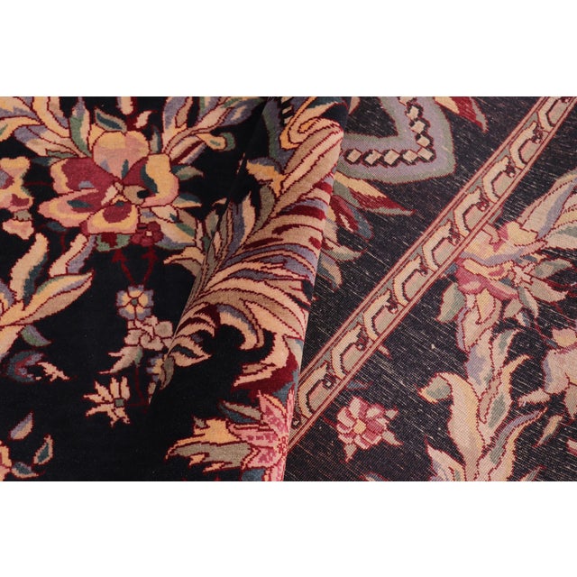 Textile Art Nouveau Basan Pak-Persian Black/Black Wool Rug - 9'2'' X 12'3'' For Sale - Image 7 of 9